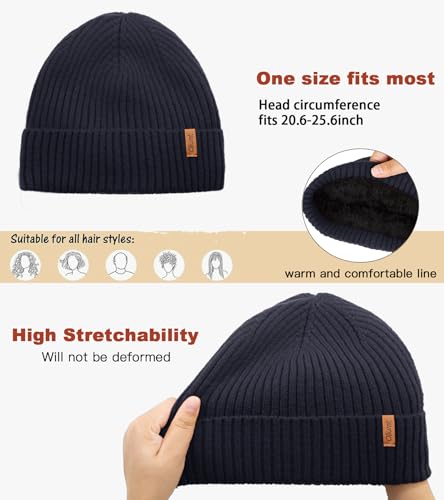 3 Pieces Winter Hat Scarf Touchscreen Gloves Set for Men and Women, Thick Warm Fleece Lined Knit Beanie Hat Neck Warmer3