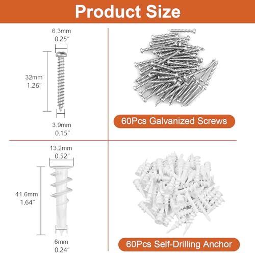 Caeypoar B001 120Pcs Self Drilling Drywall Anchors thumb #1