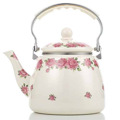 Théière en acier à motif floral pour cuisine et pauses café