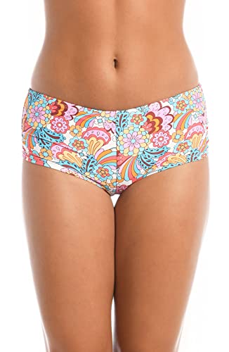 Hobie Women's Solid Hot Pant Bikini Swimsuit Bottom, Multi//Beach Bum, L