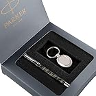 Parker Vector Gift Set - Parker Spark Black Special Edition Roller Ball Pen with Parker Round Key Chain (Ink - Blue)