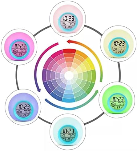 CYMNER Kids Alarm Clock, Kids Bedroom Alarm Clock with 7 Colour Changing Lights, Temperature Display,Easy to Set,Digital Clock for Kids, Night Light Bedside Alarm Clock, Christmas Clock Gift for Kids