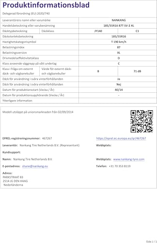 Nankang SV2 Xl M+S - 185/55R16 87T - Pneumatico Invernale - 6