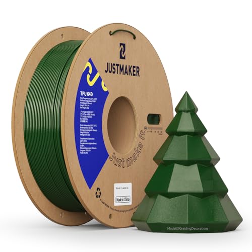 JUSTMAKER TPU 64D 3D Printer Filament, Flexible Materials with Superior Performance, Upgrade Cardboard Spool, 1kg, Dimen