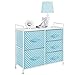 mDesign Storage Dresser Furniture Unit - Tall Baby and Kid Organizer Stand for Bedroom, Nursery, Playroom, and Closet - 5 Drawer Removable Fabric Bins - Polka Dot - Turquoise Blue/White