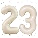 UDRKFOPK Beige Luftballon 23, 40 Zoll Creme Weiß Folienballon 2&3, Beige Zahlenballon 23 Helium Ballon Luftballon 23 für 23th & 32th Geburtstag, Mädchen & Junge