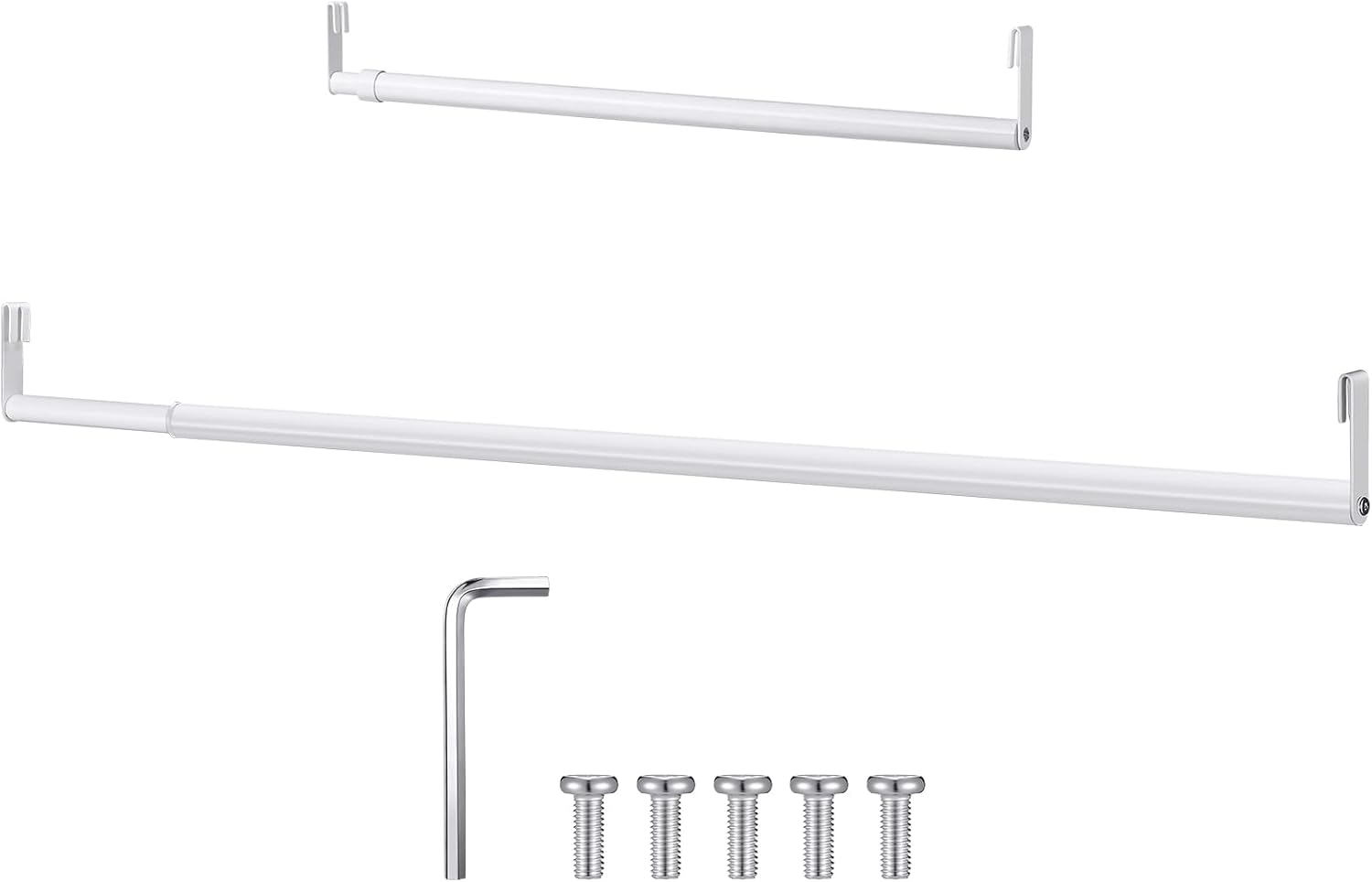 Expandable Closet Rod for Wire Shelf Hanging Clothes Adjustable Heavy Duty Closet Hanging Rod Extender Heavy Duty Hanger Bar Metal Poles for Wardrobes Hanger, 1 Pack(36-60 Inch,White) 36-60 Inch White