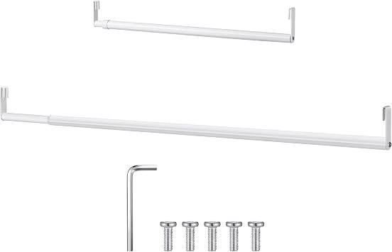Threehoney Expandable Closet hanger Rod for Wire Shelf, 24-41 Inch, White