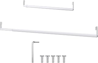Threehoney Expandable Closet hanger Rod for Wire Shelf, 24-41 Inch, White | Metal Hanger Bar with Hook Ends, No Drill Install, Expands Clothes Storage on Wire Closet Shelf, Hardware Included