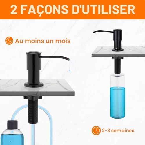 Distributeur savon cuisine 500 ml noir anti-rayures Ibergrif