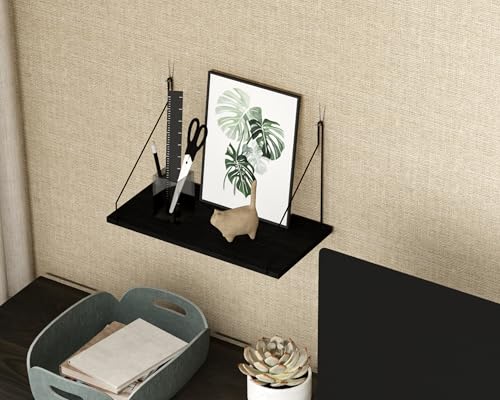 SoaShower Cubicle Shelf with Hooks – 11.8\" Office Cubicle Accessories for Work, Floating Wall Shelf for Cubicle Decor, Hanging Organizer for Cubicle Wall Storage & Office Decorations&Black - Thumbnail 5