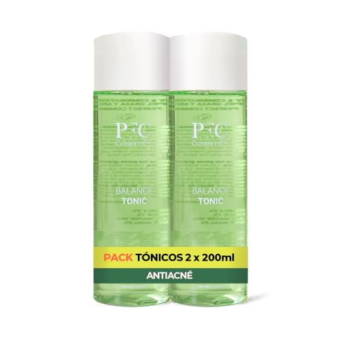 PFC Pack 2x Tónico Facial Exfoliante Antiacné. 2 x 200ml. Equilibra, Purifica, Hidrata y Calma las Rojeces. Elimina Impurezas. Regenerador Celular. Para Piel Mixta, Grasa y Acné
