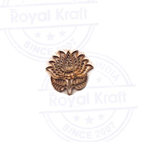 Trendy Printing Stamp Brass Lotus Shapes Wooden Clay Block #TOP1