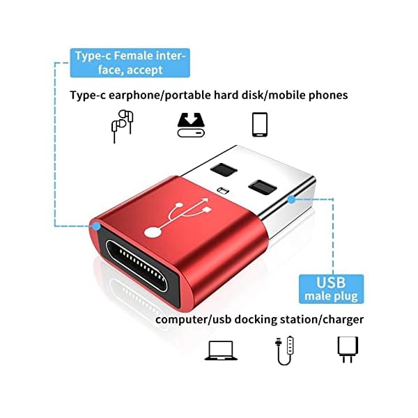 BoxWave Adapter Compatible with Xgaming Portable Monitor IPS HDR Gaming Monitor (15.6 in) - USB-A to C PortChanger (5-Pack), USB Type-C OTG USB-A Convert Charging Data - Metallic Silver - Image 6