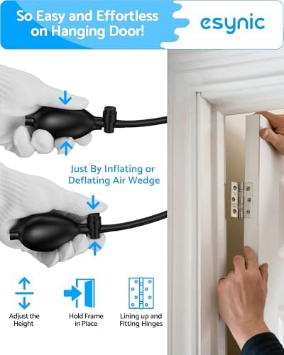 eSynic 2 Pack Durable Air Wedge Bag Kit – 300lbs Heavy-Duty TPU Door Lifting Tool with Quick-Release Valve & 4 Plastic Wedges-2.4" Lift Height– Perfect for Door/Window Furniture Installation - 2