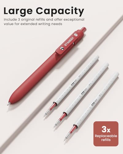 Image of STAGEEK GX3 Red Gel Pens, 6 Pcs Quick Dry Smooth Writing Pen with 3 Refills