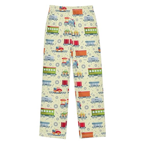 ZZXXB Steam Train Car Boys Long Pants Soft Trousers Elastic Waist Kids Lounge Bottoms with Pockets S-XL