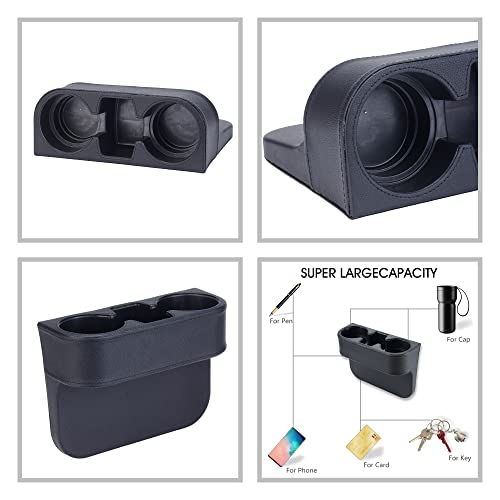 Image of Black Multifunctional Car Cup Holder Car Seat Organizer Gap Filler Bottle Phone Storage Organizer, Black Stitching