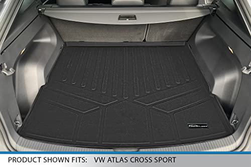 Smartliner Custom Cargo Liner Behind 2Nd Row Floor Mat Black Compatible With 2020-2023 Volkswagen Atlas Cross Sport 5 Passenger Models Only #TOP1