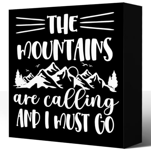 LVQHI Camping Wooden Sign: The Mountains Are Calling