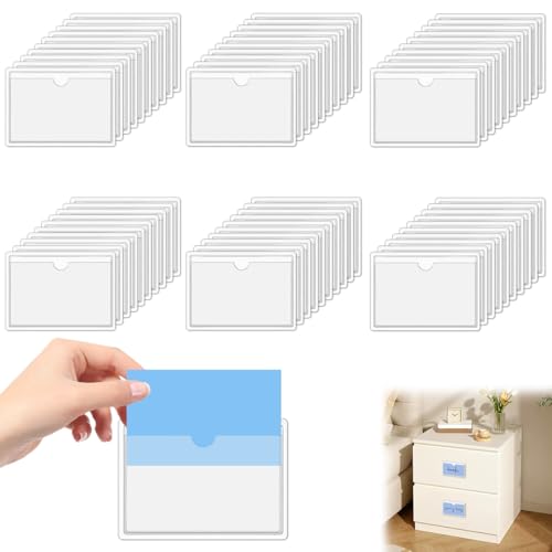 60 Pièces Porte-étiquettes Adhésif étanche Transparent