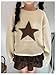 BEAUDRM Girl's Star Graphic Sweaters Cute Crew Neck Long Sleeve Knitted Pullover Jumper Tops Apricot 11Y