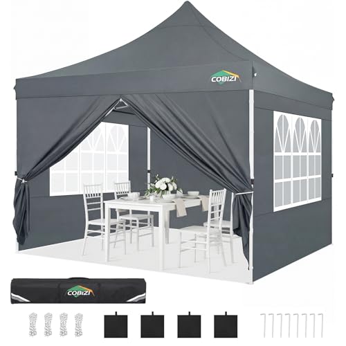 Image of COBIZI 10x10 Pop up Canopy Tent for Parties, Easy Setup, 4 Walls,4 Sandbags