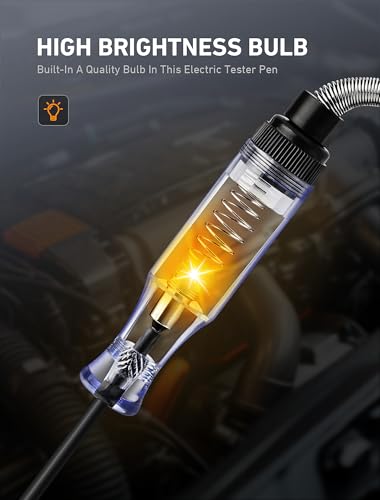 Test Light Automotive, Circuit Tester 6V-12V-24V DC Car Electrical Test Pen with Alligator Clip and Long Steel Probe, Continuity Voltage Fuse Tester for Sedan, SUV, RV and Truck β image 3