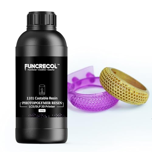 FUNCECOL Castable 3D Printer Resin, High-Temperature Resistance Resin for Jewelry and Metal, Fast 405nm UV-Curing Resin for LCD/DLP/MSLA Printer, Low Ash Content & High Precision Resin (Purple 1KG)