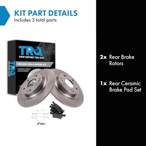 Image of TRQ Rear Brake Pad and Rotor Set Ceramic Compatible with 2017-2020 Honda Civic