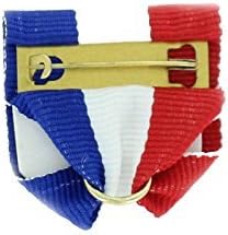 1-1/2 x 1-3/8 Inch Drape Pin Back Red, White and Blue Ribbon with Jump Ring - Pack of 40
