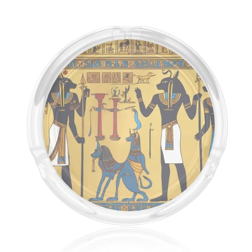 Antico Egitto Tribe Serie Stampa Rotondo Posacenere In Vetro Per Casa Ufficio Soggiorni Auto Tavolini Decorativi