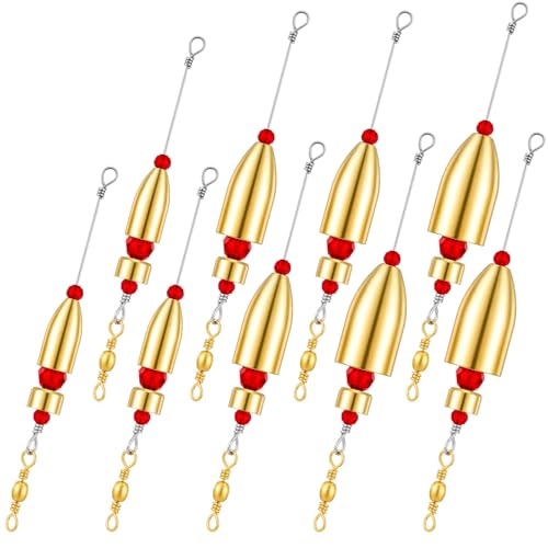 Kit de 9 Señuelos Pre-ensamblados Carolina Rigs para Pesca de Bass - Bronce