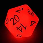 Bescon Jumbo Glowing D20 38MM, Big Size 20 Sides Dice Red Glow In Dark, Big 20 Faces Cube 1.5 inch