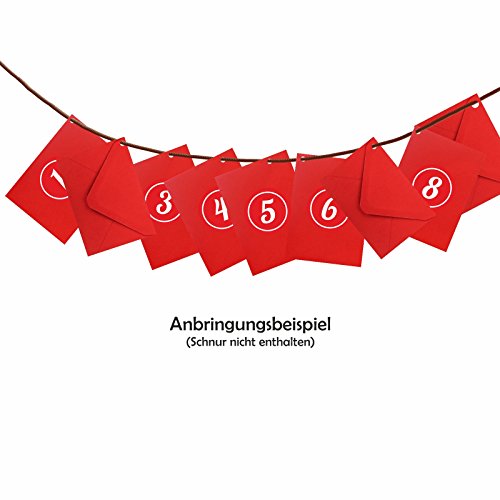 Adventino Adventskalender mit 24 Karten Ich Liebe Dich, Weil in 24 roten Umschlägen für Männer, Frauen, Paare