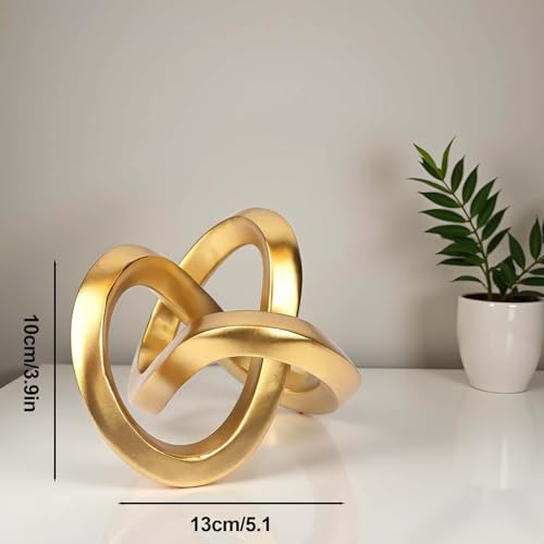 Escultura Geométrica Nudo Decorativa Moderna Dorada miniatura 3
