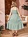 Arshiner Girls Summer Dress Boho Spaghetti Strap Square Neck Solid A Line Beach Long Dress with Pockets Mint Green 9-10 Years