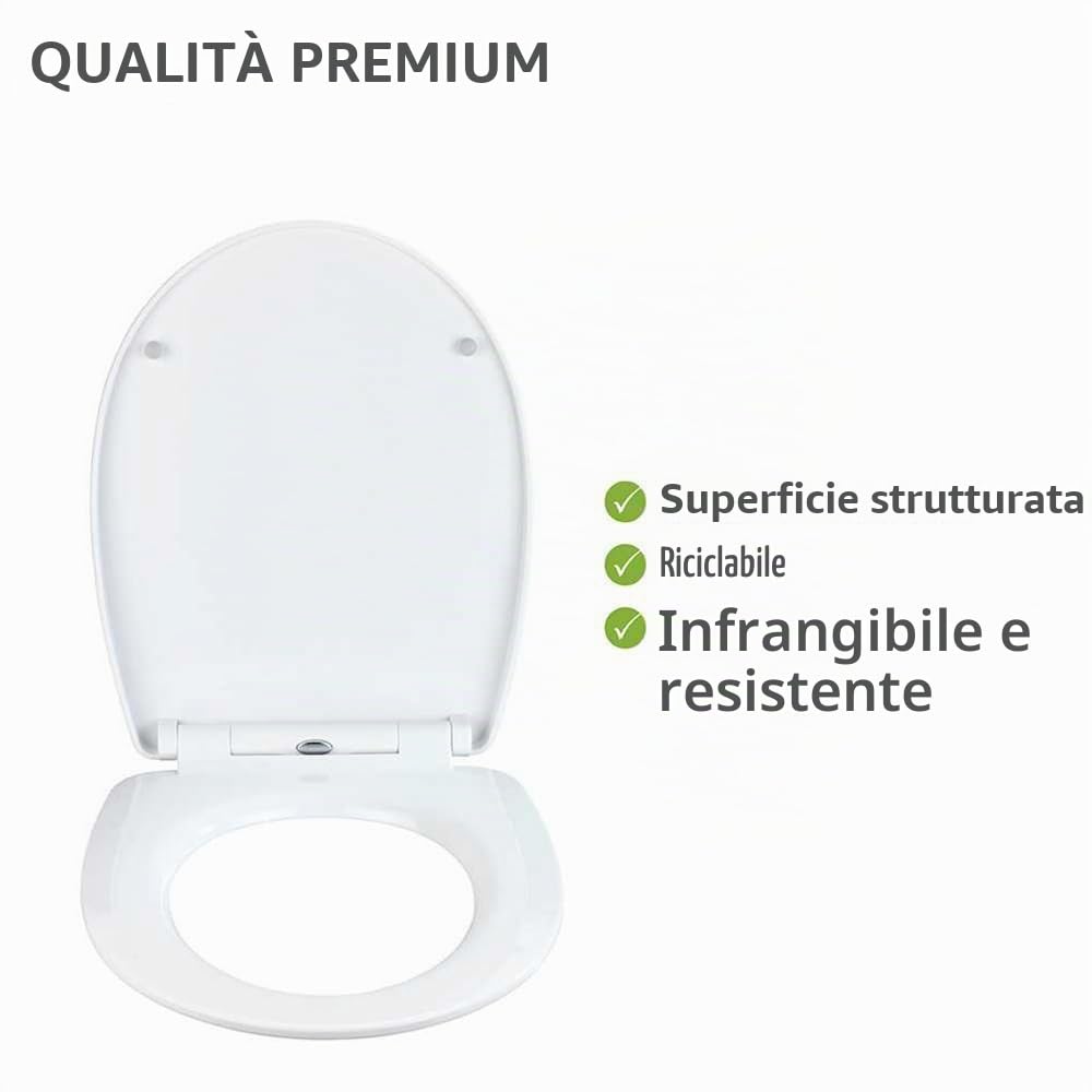 WENKO DIE BESSERE IDEE 24267100 Sereno con Sedile WC in Rilievo con abbassamento Automatico, Fissaggio igienico Fix-Clip, Multicolore