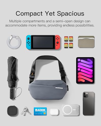 Image of Inateck Sling Bag X, 4L Stylish Crossbody Shoulder Chest Belt Bum Bag with Adjustable Shoulder Strap, Water-Resistant Waist Fanny Pack for Men, Women, Travel, Daily Use, Cycling, Hiking, Dark Grey,L