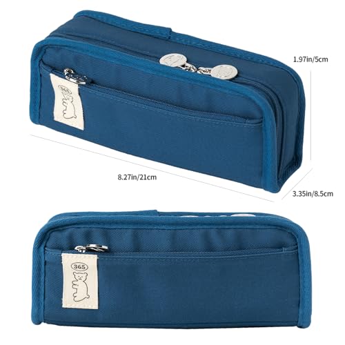 Image of Daily Blue Pencil Case, Large Capacity Pencil Pouch with Ample Storage, Simple Design for Students and Professionals