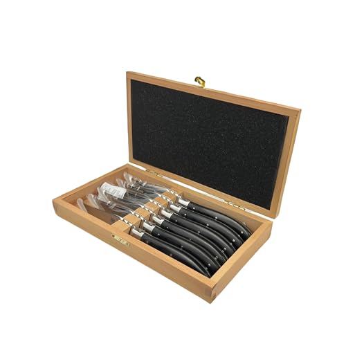 The Cooks Company Premium Ultra Sharp Blade High Carbon Stainless Steel Steak Knives 6 Pieces Set with Wooden Gift Box Ideal Gift for Meat Lovers