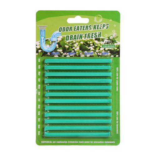 Paquete de 12 barras de limpieza de drenaje, removedor de obstrucciones de pelo, desatascador de fregadero, serpiente, removedor de olores de fregadero, potente herramienta de desatascador para bañera