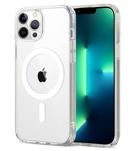 Image of DARKFIT Back Cover Case Compatible with iPhone 13 Pro Max | White Mag-Safe Magnetic Cover | TPU Ultra Hybrid | Camera Bump Protection | Compatible with Wireless Charging | Color Clear | Pack of 1 |