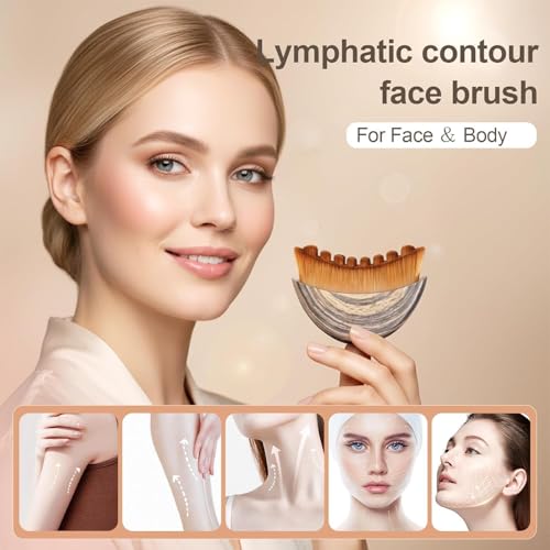 Image of 2 Pcs Facial Dry Brush - Lymphatic Contour Face Brush for Lymph Nodes, Chin & Jawline Sculpting - Facial Cleansing & Lymphatic Drainage Tool for Glowing Skin (Pack of 2)