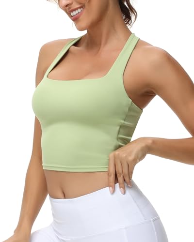 Image of romansong Strappy Yoga Sports Bras for Women Padded Criss-Cross Back Tank Tops