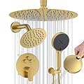 YMHSOLDR Shower Faucet Set, High Pressure Rainfall Shower Head with Handheld Spray Combo, 12 inch Ceiling Shower System, Brushed Gold Shower Head (12" Brushed Gold)