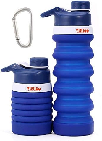 Timiuu Collapsible Water Bottle | Ice Cream Mug for Kids | Leak Proof Narrow Mouth Cap with Handle | 50% Space Saving | Silicone, BPA Free, 17oz (Pink)