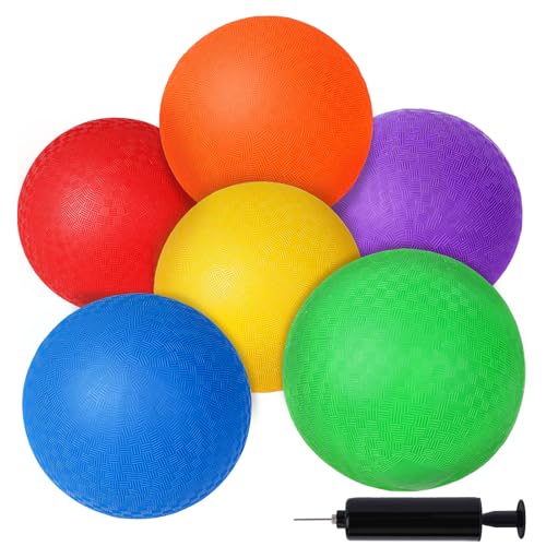 Shindel 6PCS Playground Ball with Air Pump, 5inch Inflatable Dodge Ball for Kids Indoor Outdoor