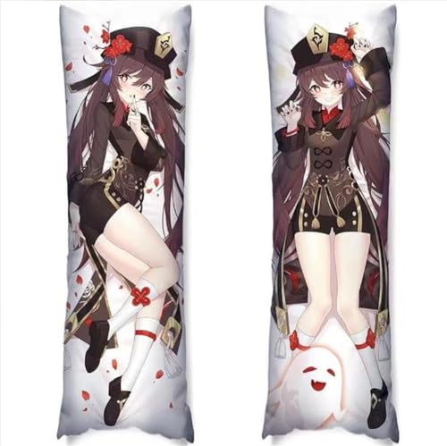 Xingbiyou Anime Dakimakura Genshin Impact Hu Tao Taie d'oreiller, 50x150cm, Corps Taie d'oreiller Double Face (A)