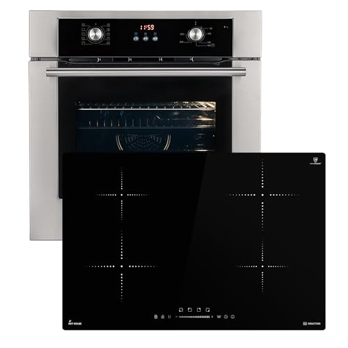 Cuisinière: 60cm Four encastrable BO8810SS + 77cm Plaque Induction IH87704RL | Gril | Air chaud | Tiroirs télescopiques | Timer automatique | Double Vitrage...